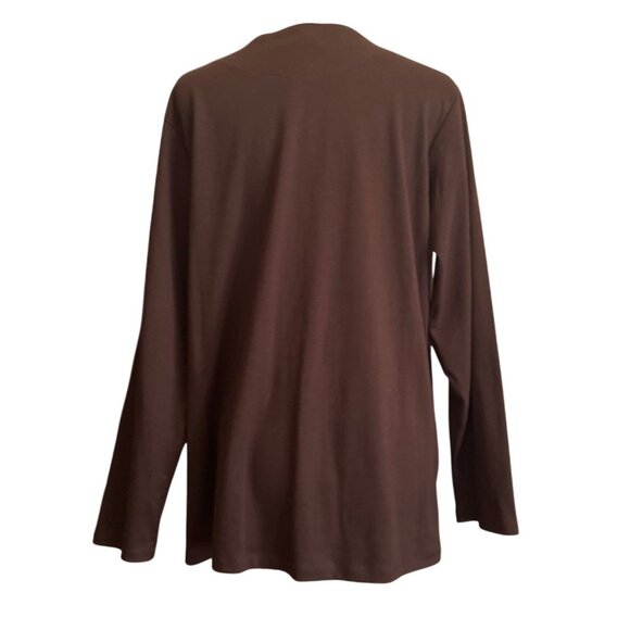 White Stag Ladies XL Brown Embroidered V Neck Long Sleeve Tunic Top - Picture 3 of 6